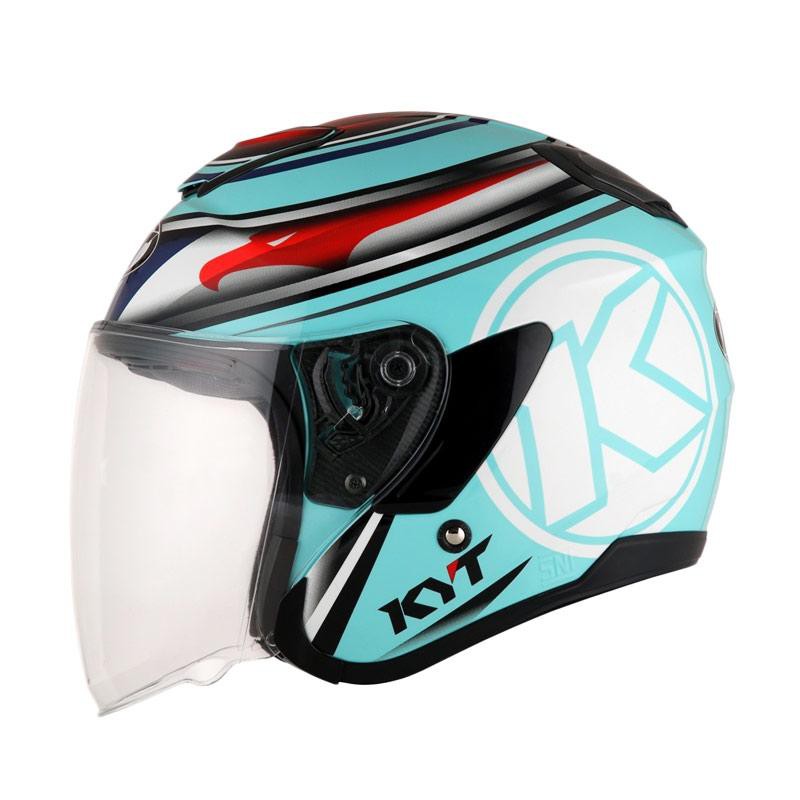 Helm KYT Kyoto #3 - Aqua Blue/Red Fluo/White