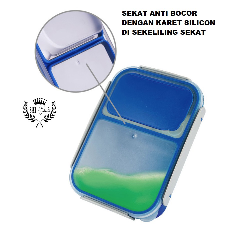 SBJ Lunch Box 1800 ml / Kotak Makan Anti Bocor 3sekat BPA Free 1800 ML