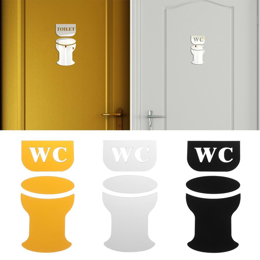 Solighter Stiker Cermin WC/Toilet Kreatif Dinding Seni Dekorasi Kamar Mandi Tanda Pintu Huruf Inggris