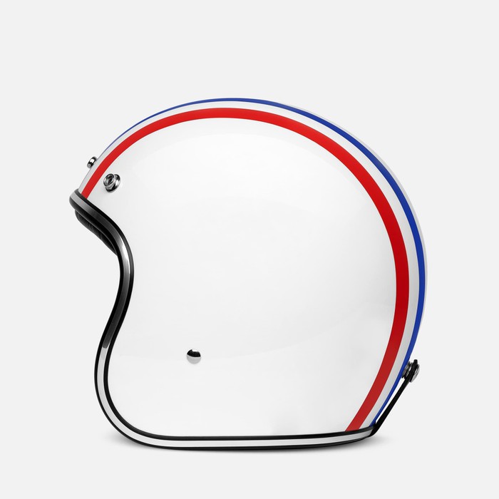 HELM RETRO ZULU ST GERMANY PUTIH GLOSSY LIST CHROME II ( Bogo / Vespa / Klasik )