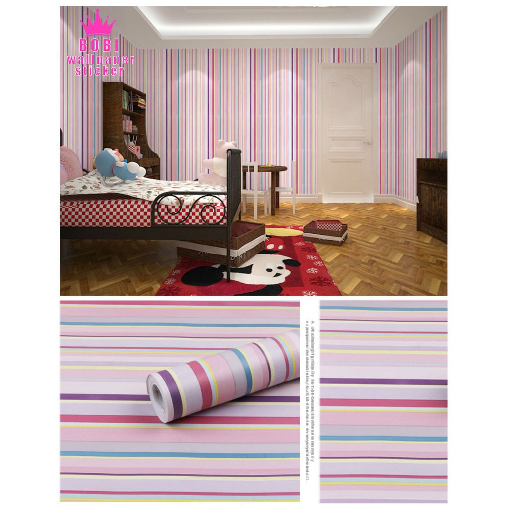 BOBI Wallpaper Dinding Garis-Garis 5244 - Wallpaper Sticker PVC ± 10 meter x 45 cm