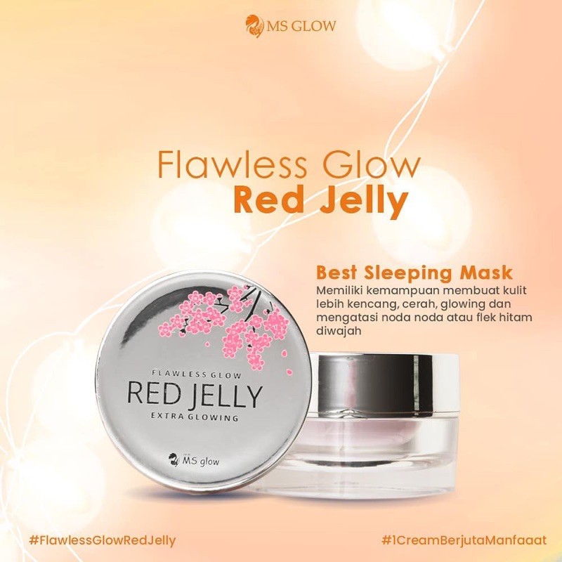 【Official Store】MS GLOW Red Jelly Radiance Gold Sleeping Mask Msglow Cream Gel Pencerah Pemutih Kulit Wajah Kering Oily Sensitif Anti Bakteri Jerawat Bekas Noda Hitam Flek Anti Aging Glowing Whitening Viral BPOM