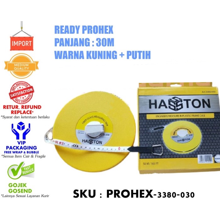 PROHEX 3380-030 Meteran 30M Alat pengukur untuk bangunan proyek Rol