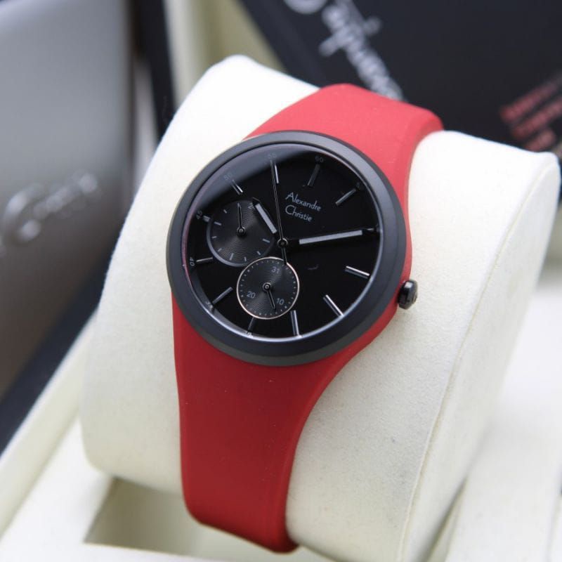 JAM TANGAN WANITA ALEXANDRE CHRISTIE AC 2663 CEWEK RED BLACK