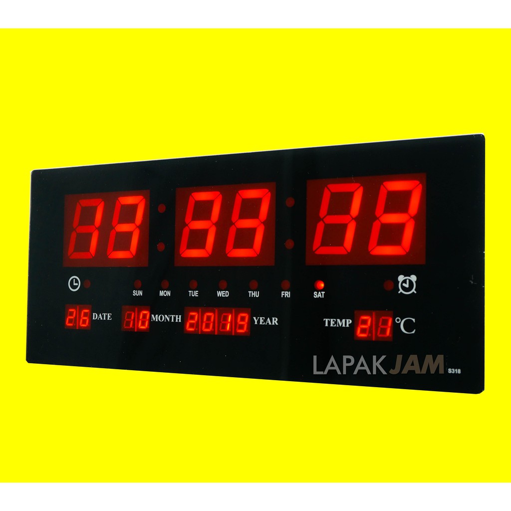 Jam Dinding Digital LED Besar Wall Clock Keren Unik LED S318