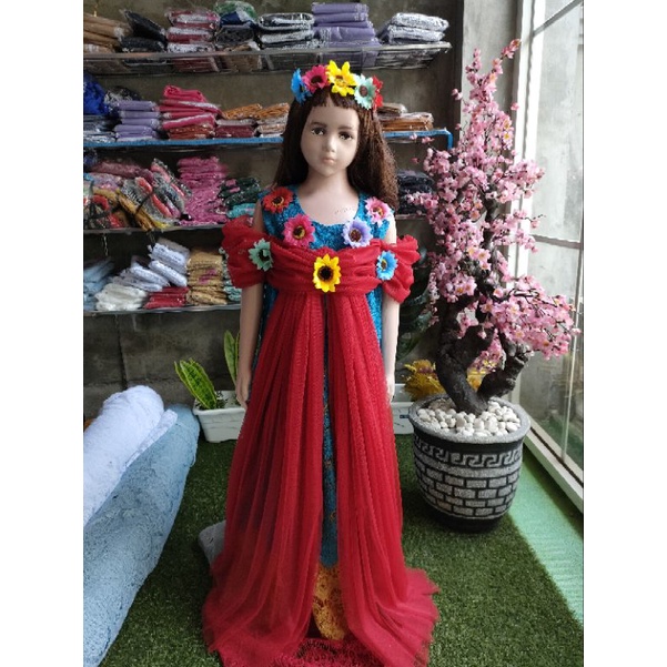 kostum festival karnaval gaun ala flower ratu bunga