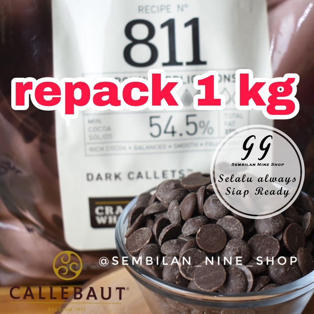 

CALLEBAUT 811 DARK Callets 1 KG 54.5 % Couverture Chocolate Cokelat Coklat