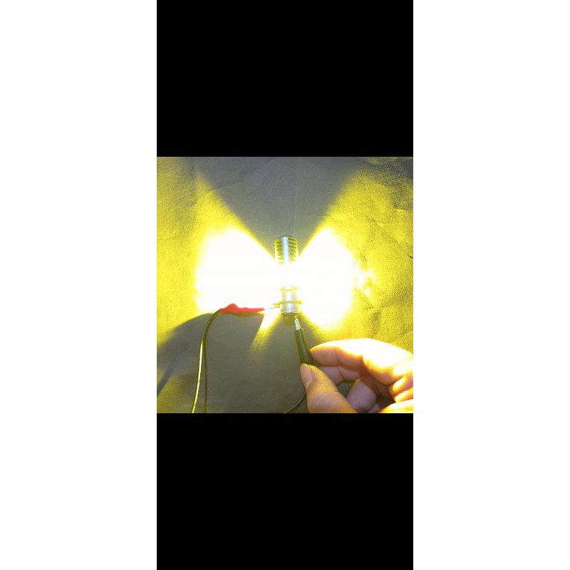 lampu motor LED  2 mata super terang AC DC bebek metik universal-Kuning