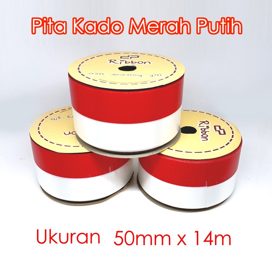 Pita Kado Merah Putih 50mm x 14m Ribbon Bendera Indonesia Merdeka Warna Warni Gift Hadiah Parcel Parsel Ulang Tahun Anniversary Birthday Party Wisuda Graduate Bouquete Bucket Bunga Kerajinan Craft Crafting Art Seni Grosir Prakarya Malang