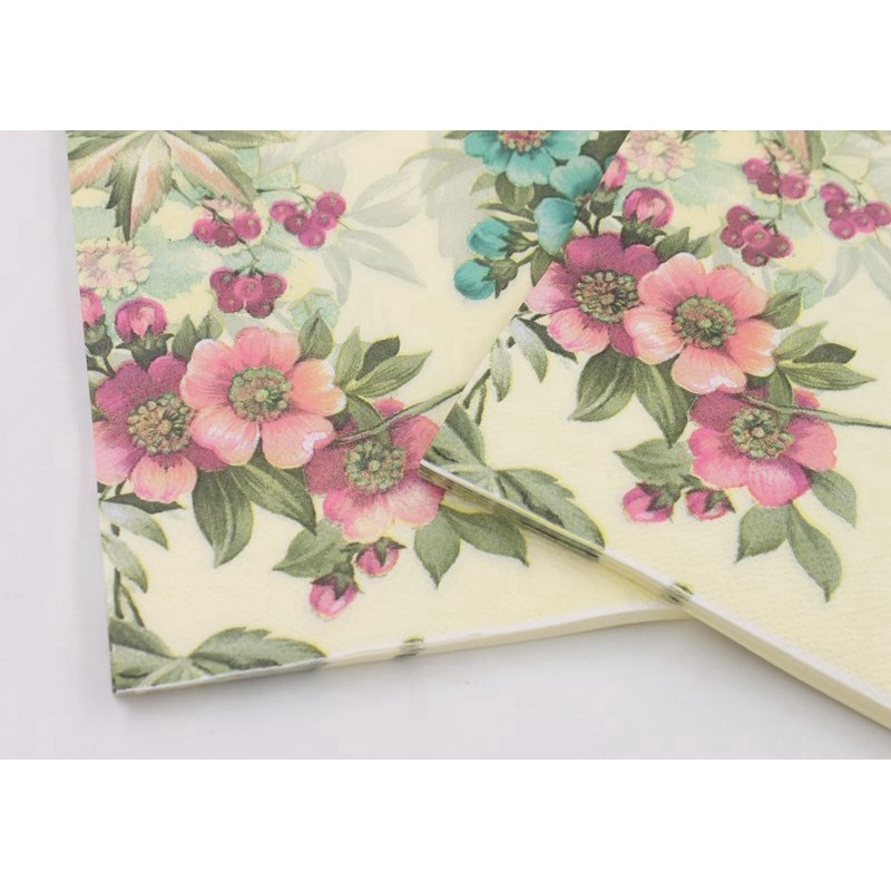 20pcs/set Flower Paper Napkin Festive &amp; Party Tissue Napkin Supply