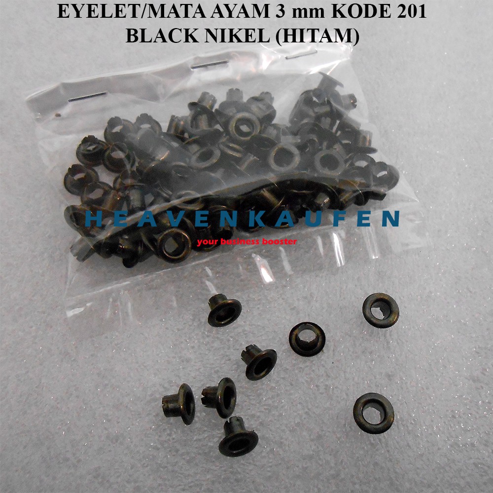 Mata Ayam Eyelet 3 mm Hitam Black Nikel Harga Per Pack isi 100 pcs