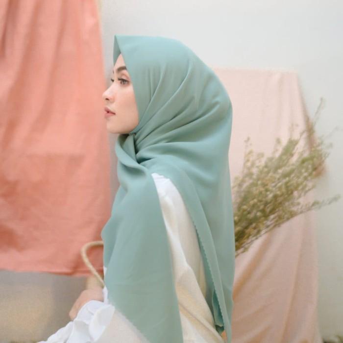HIJABIEZ HIJAB VOAL PREMIUM SEGI EMPAT POLOS ANTI KUSUT WARNA MINT