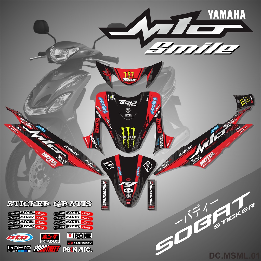 DECAL FULL BODY MIO SMILE- DECAL STICKER FULL BLOCK YAMAHA MIO SMILE 2003-2013 RACING