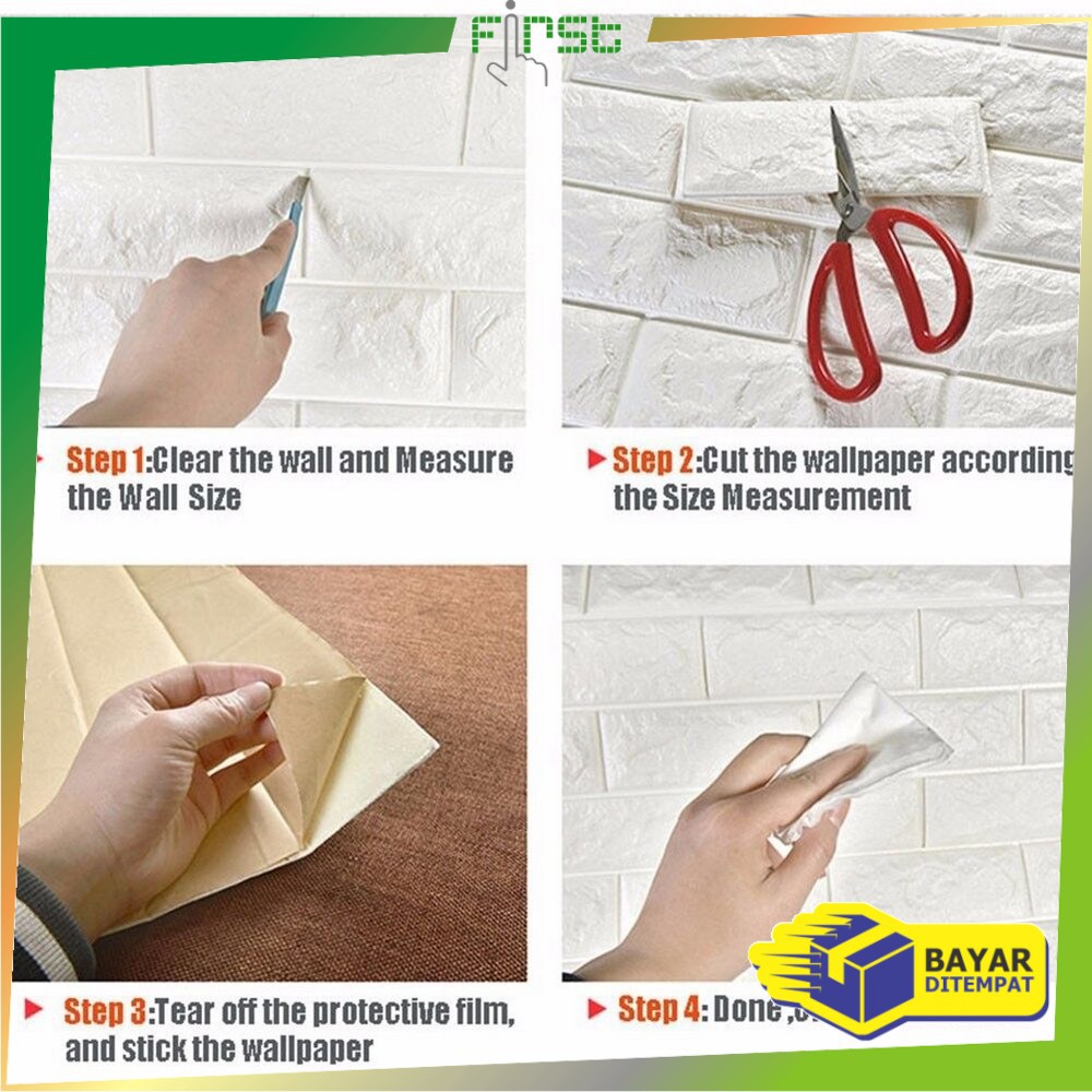 *COD* FH-C206 Wallpaper Dinding Foam 3D Kecil Motif Batu Bata/Walpaper Stiker Dinding Dekorasi Kamar-2