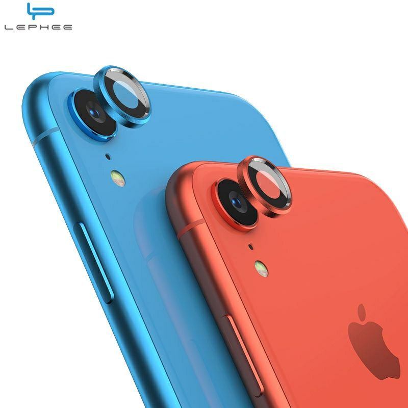 Ring Camera Metal iPhone XR Bumper Kamera + Lensa Temper Glass Screen Guard Protector Anti Gores Camera Pelindung Kemera iPhone XR