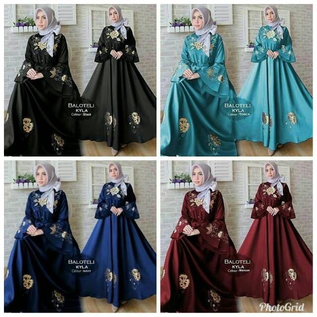 PROMO BEST SELLER Syar'i Balotelly Maxi Kyla /Gamis kekinian (5 pilihan warna)