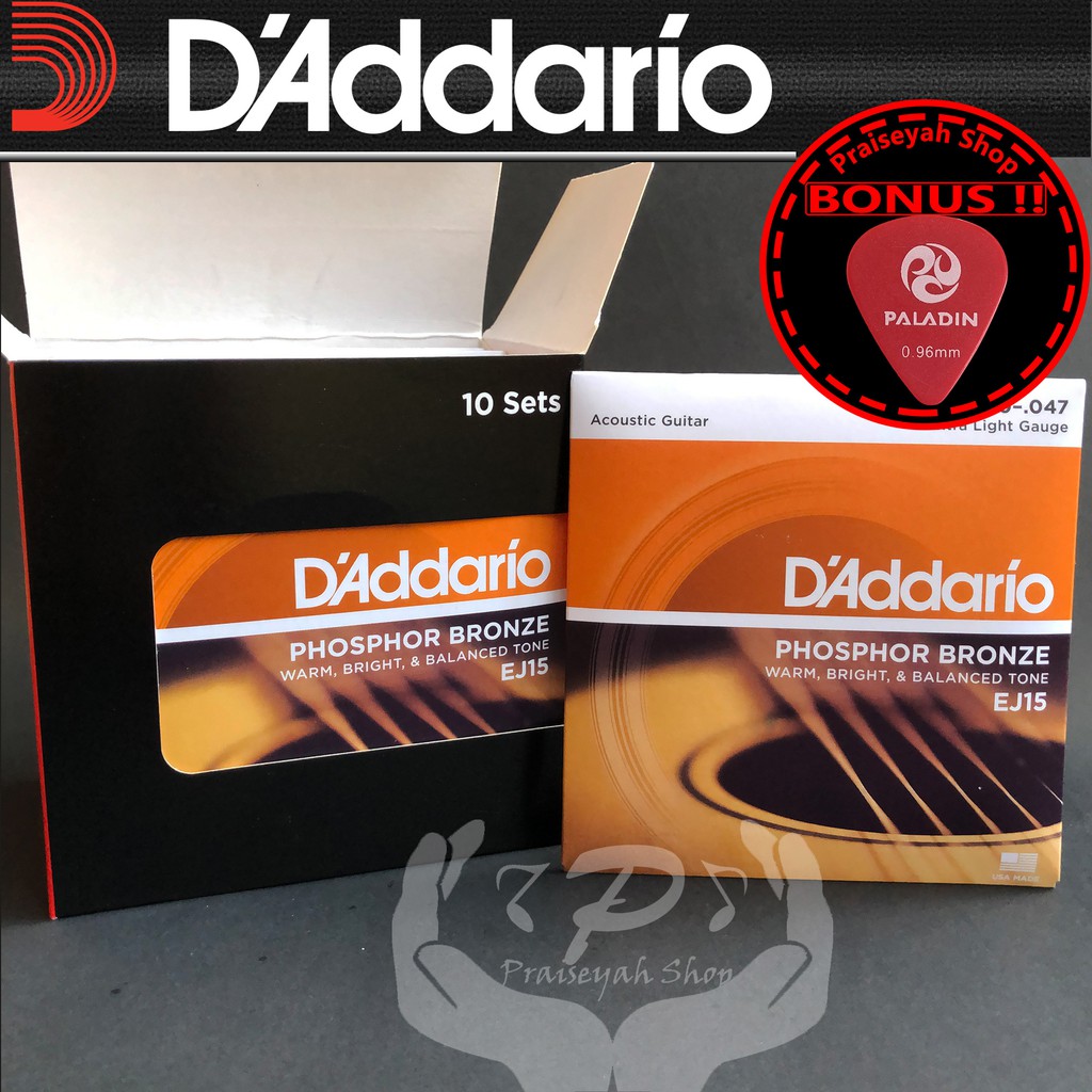 Daddario EJ15 0.10 Senar Gitar Akustik String Original Phospor Bronze