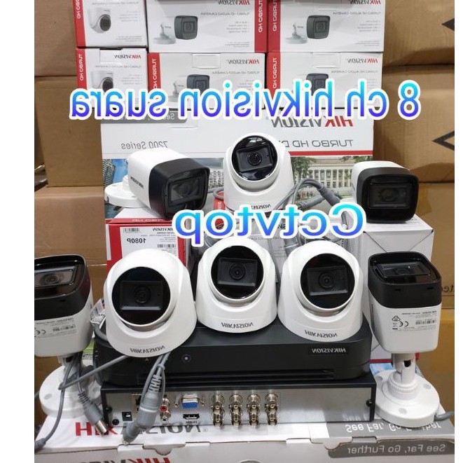 paket cctv hikvision suara 8 ch 2mp full hd 1080p+hdd 2 tb