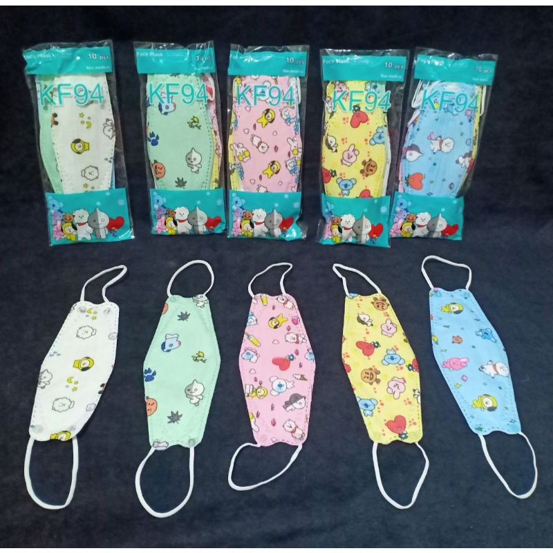 MASKER KF94 ANAK isi 10 pcs/ MASKER 5 WARNA CAMPUR