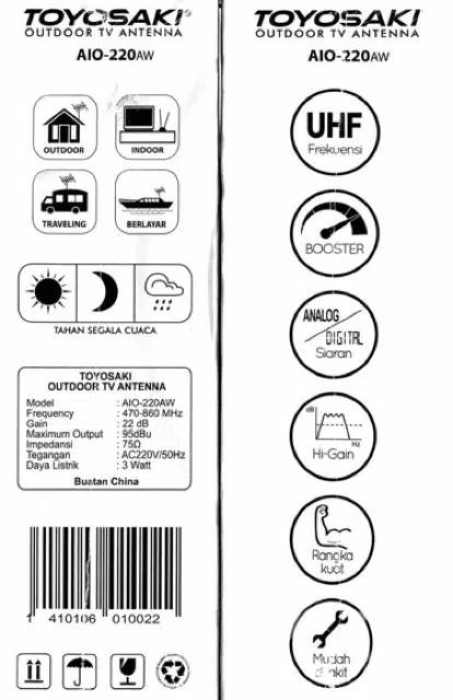 Antena TV Digital Toyosaki Tys Aio 220 - Antena TV Indoor Outdoor