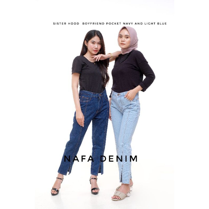 CELANA BOYFRIEND WANITA/BOYFRIEND KULOT JEANS/BF LINE WARN LIGHT dan Navy