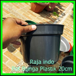  Pot  Bunga  20cm 6pcs HITAM  Pot  Tanaman Plastik ukuran 