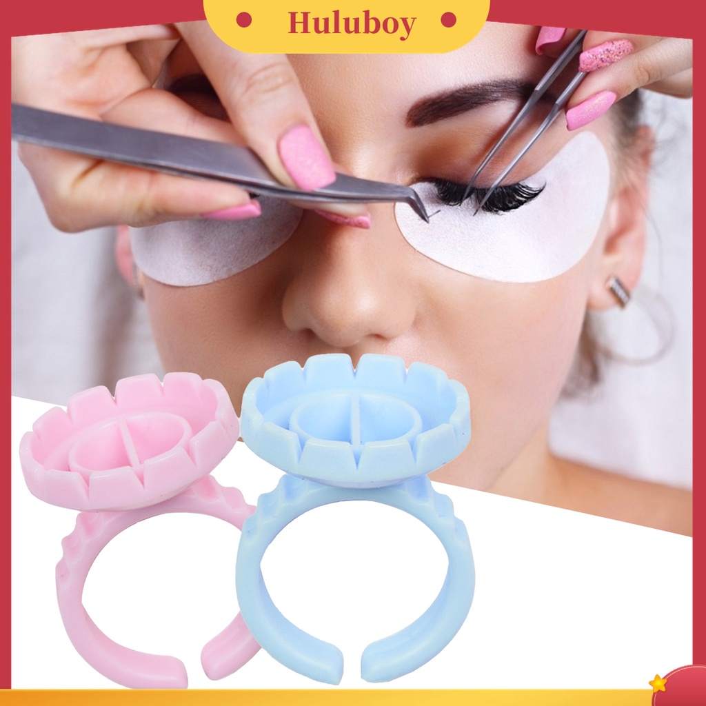 Huluboy Huluboy♡ 100pcs Cincin Holder Lem Bulu Mata Extension Untuk Makeup