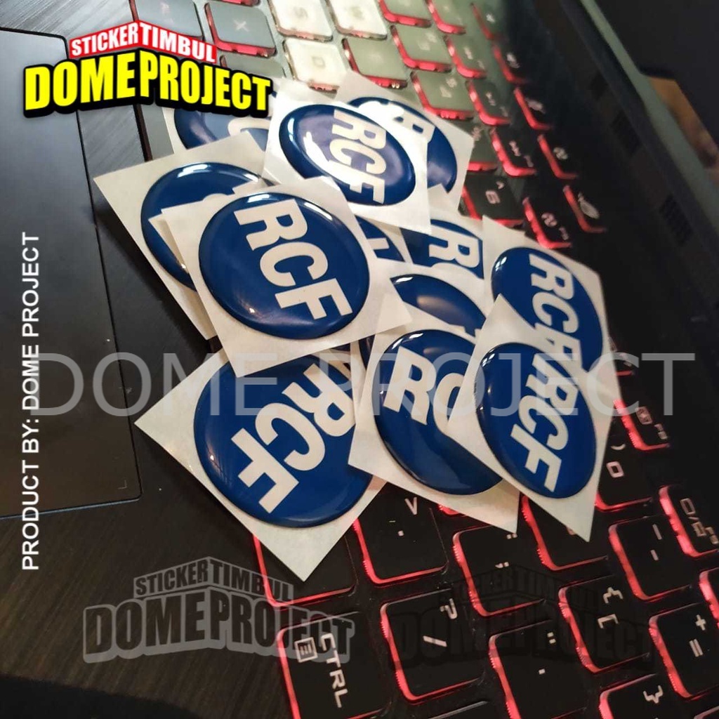 EMBLEM STIKER RCF SOUND STIKER AUDIO STICKER LENTUR 3D BENTUK KOTAK DIAMETER 35MM