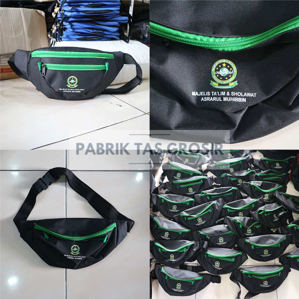 Grosir Tas Slempang Pria Waist Bag Komunitas Majelis Talim Sholawat Assrarul Muhibin Souvenir Acara