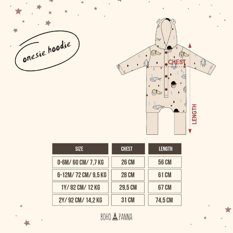 BohoBaby ONESIE HOODIE / BohoPanna ONESIE HOODIE Baby / Boho Baby Jumpsuit / Sleepsuit Bayi Bahan Sangat Lembut