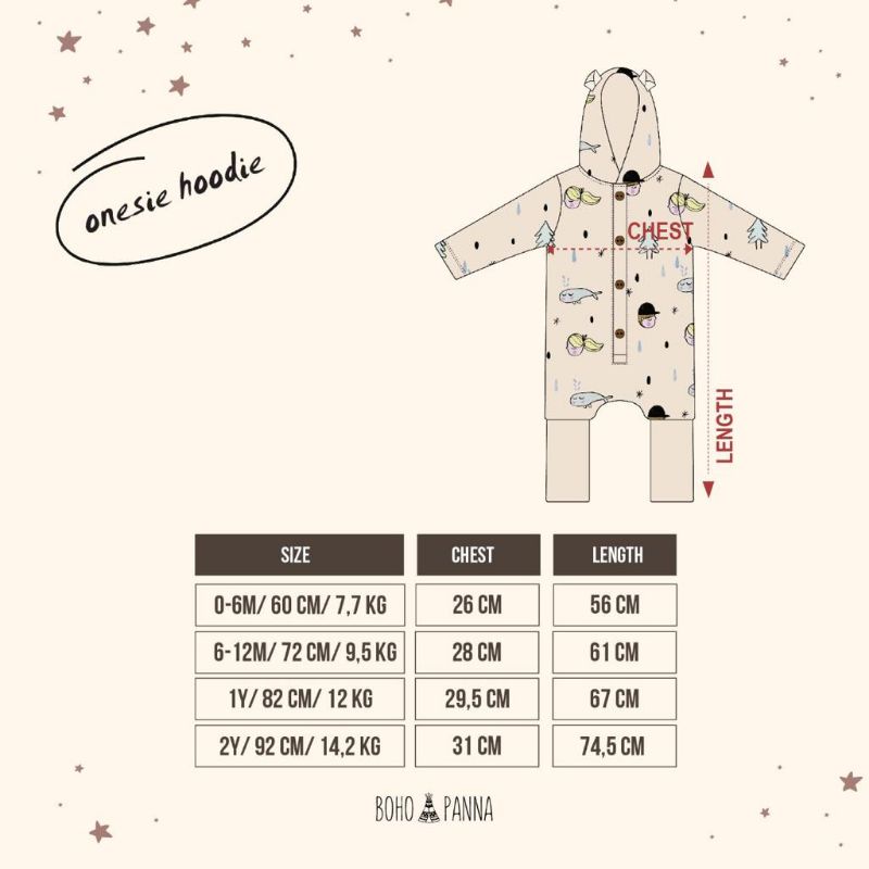 BohoBaby ONESIE HOODIE / BohoPanna ONESIE HOODIE Baby / Boho Baby Jumpsuit / Sleepsuit Bayi Bahan Sangat Lembut