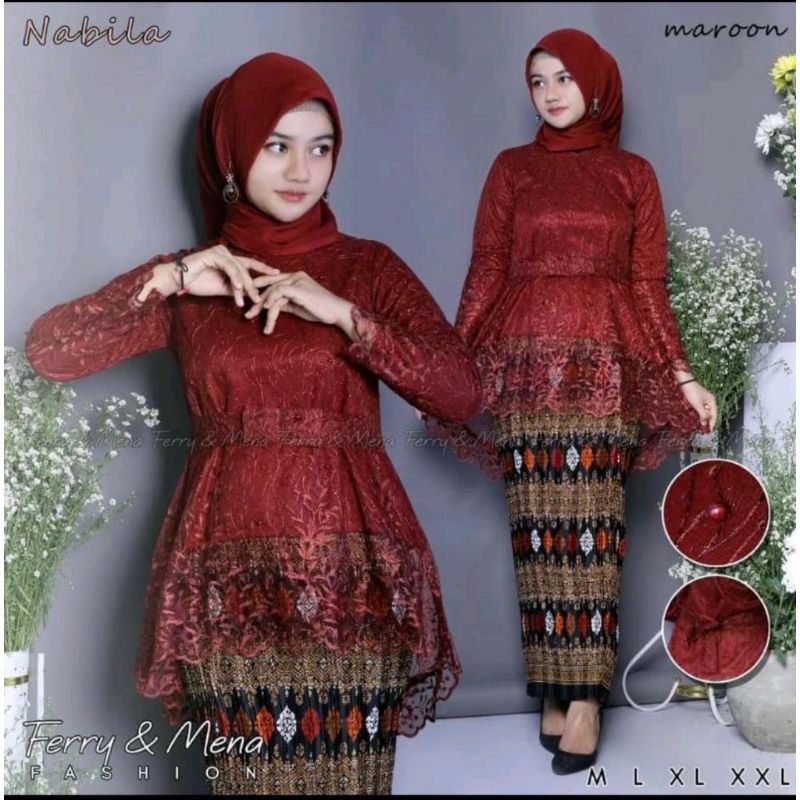 SETELAN KEBAYA NABILA/SETELAN KEBAYA PITA/SETELAN KEBAYA FULL BORDIR/KEBAYA MODERN