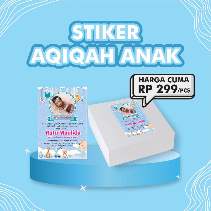 

Stiker acara tasyakuran aqiqah/tedak siten/1tahun kotak makanan bento full colour