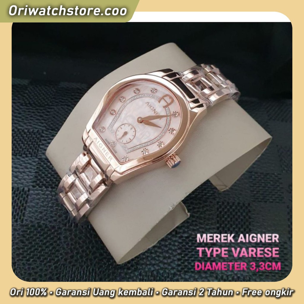 TERLARIS GARANSI Jam Wanita Aigner Varese Baterai Steel Rosegold Japan Watch Only