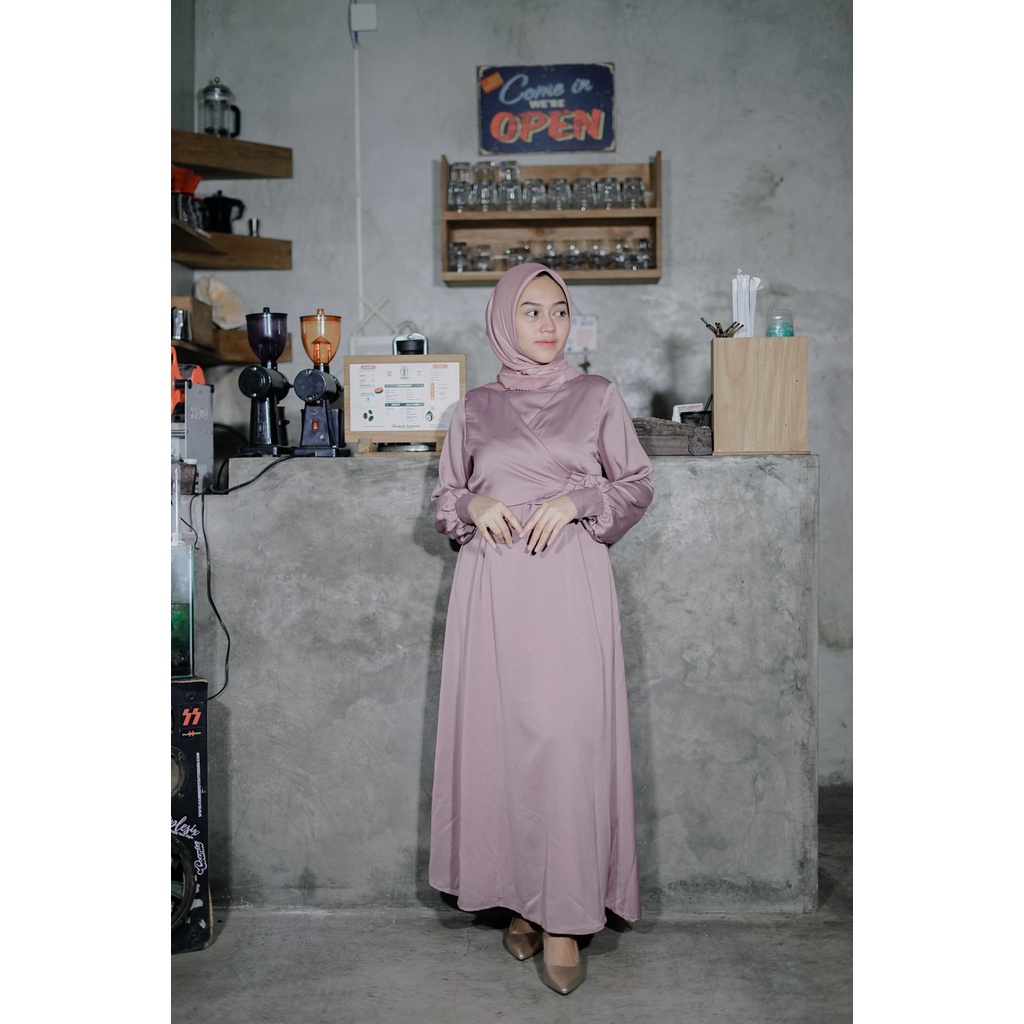 Silk Dress Gamis Satin Long Dress Amore