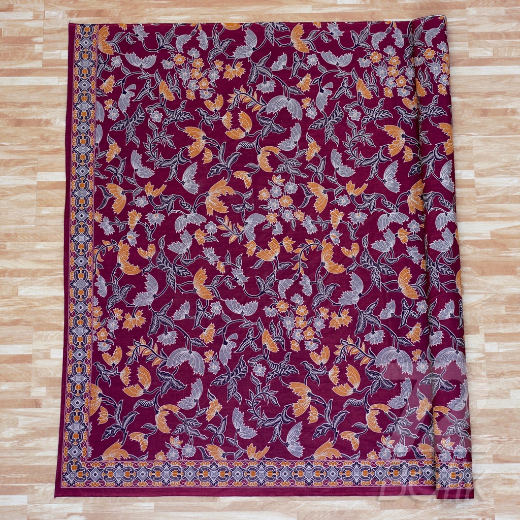 KAIN BATIK KATUN Premium Motif Kembang Warna Merah Orange 723674 Cap 72 Jarik Jarit Samping Kebat Panjang Batik Katun Modern Premium Bahan Seragam Batik Pernikahan Kantor Keluarga Murah Kamen Jadi Batik Bali Lembaran