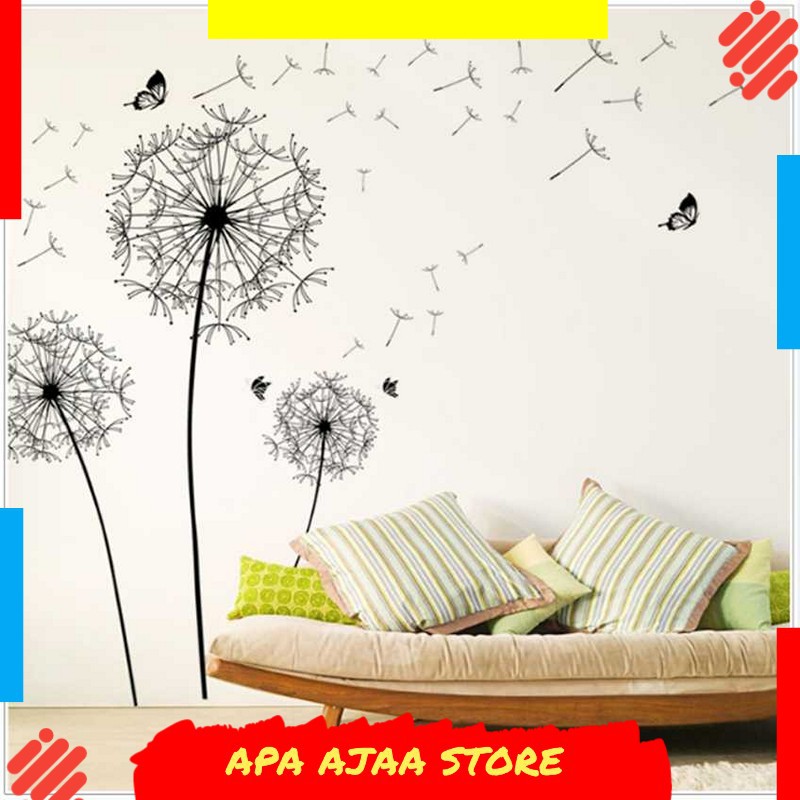 Terbaru ! Sticker Wallpaper Dinding Black Dandelion - AY834