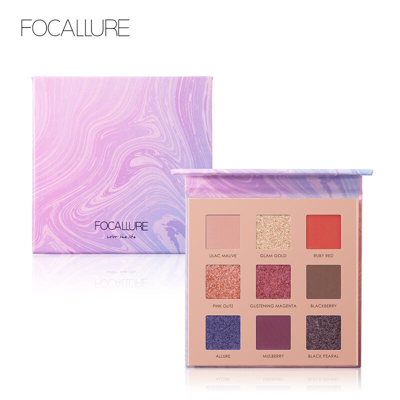 Official Distributor Focallure 9 Colors Eyeshadow Palette Ring The Alarm Soft Powder Night Elf FA62