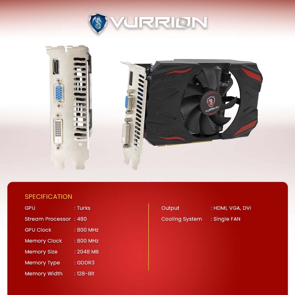 VGA AGS VURRION AMD HD 7670 2GB GDDR3 128bit REAL CAPACITY