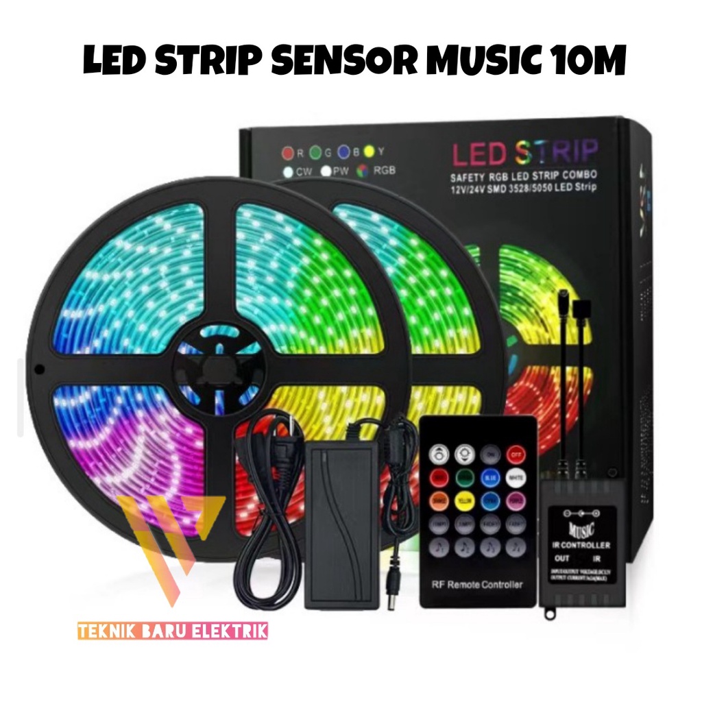 LAMPU LED STRIP RGB 10M 2835 5050 SENSOR SUARA MUSIC WARNA HIAS AESTETIC KAMAR TIDUR CEWEK COWOK