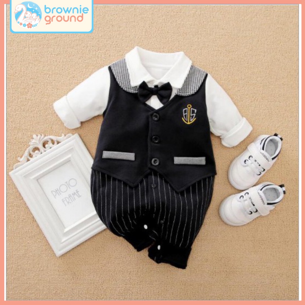 Jumper bayi motif tuxedo 0-2 tahun / baju bayi import jumper bayi lengan panjang tuxedo hitam