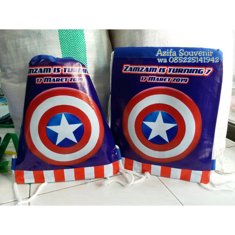 Tas Ultah / Goodie Bag Souvenir Ulang Tahun Anak Murah model Serut  Backpack Custom-5