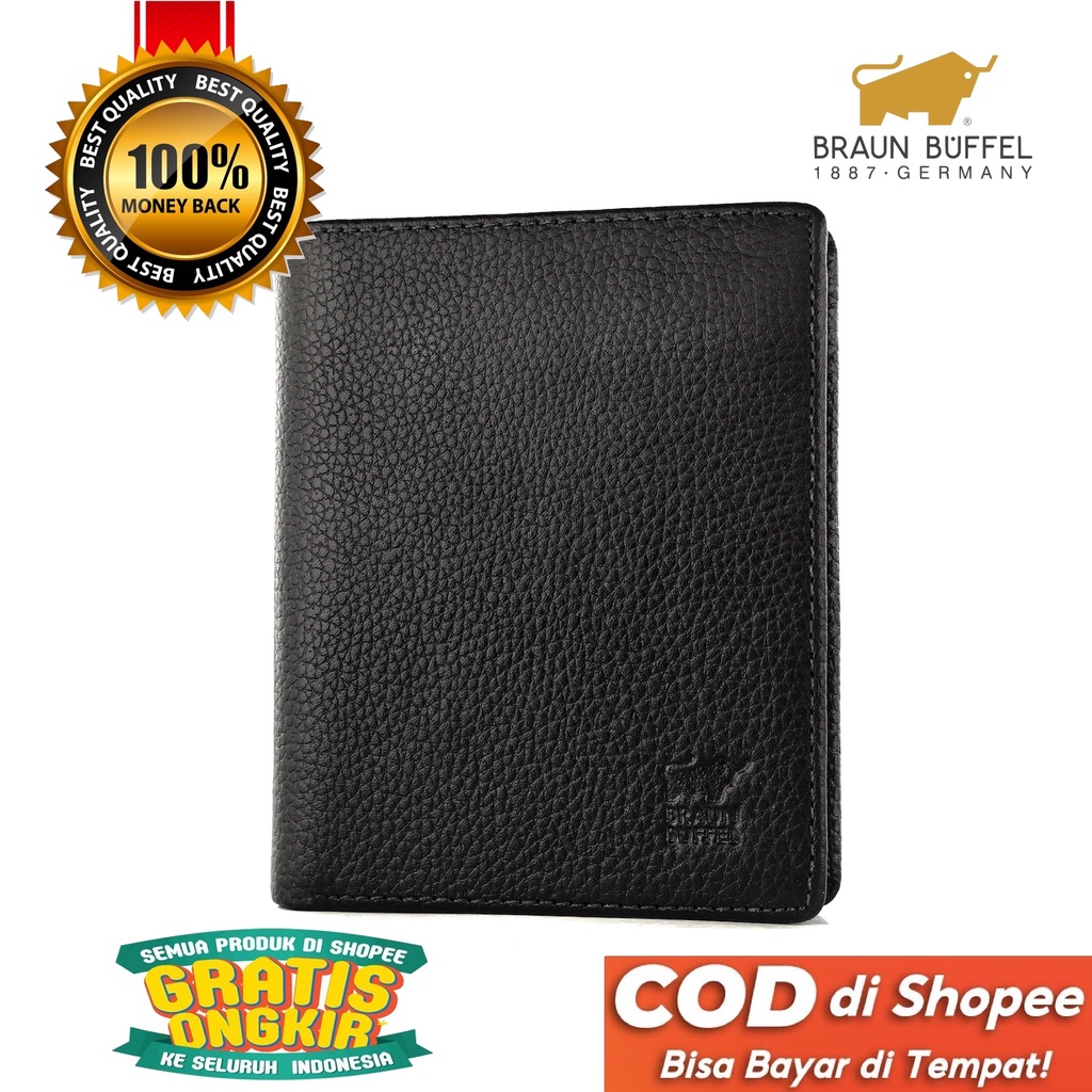 TOKOKOE - Dompet Pria model Berdiri bahan Kulit Premium Dompet Lipat - BB MIL 549 Black Jeruk