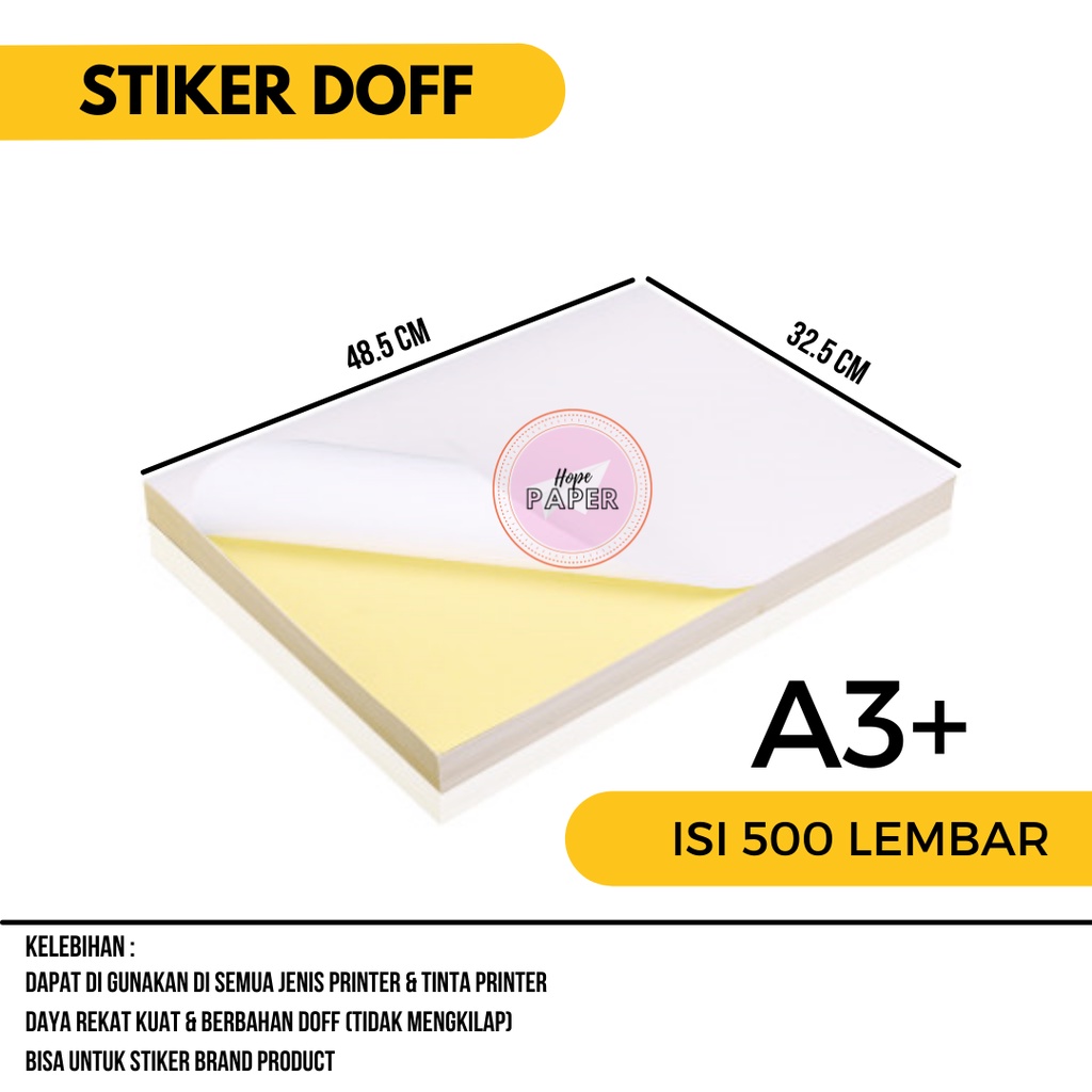 

Kertas Stiker A3 Plus Doff isi 500 lembar / Kertas Stiker Doff A3 Plus / Stiker A3 Plus
