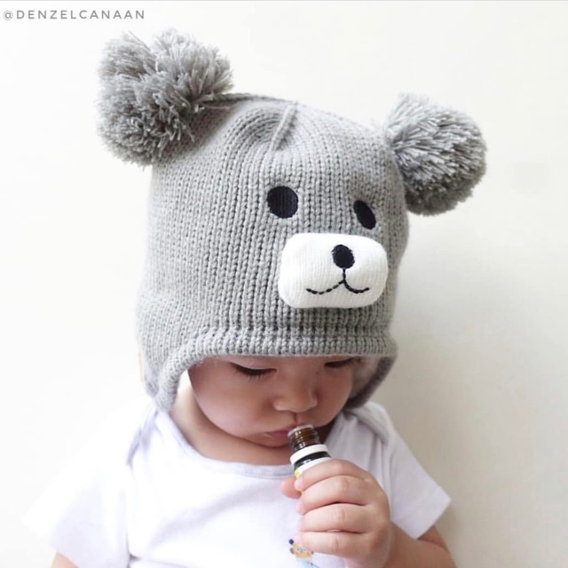 edt Pom bear beanie fur ball winter hat knit topi rajut bulu musim dingin beruang pom wool