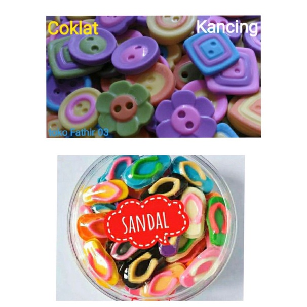 

Coklat karakter kemasan,paket 2 toples Coklat karakter kancing & sandal