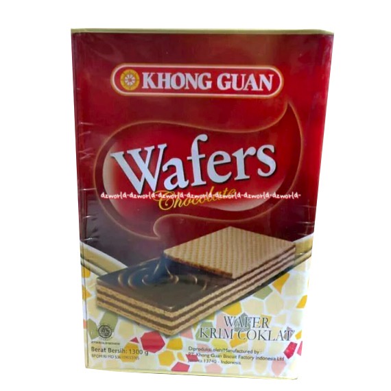 Khong Guan Wafers Chocolate 1300gr Wafer Krim Coklat Khongguan Kaleng Kong Guan Merah Waffer isi Coklat Renyah