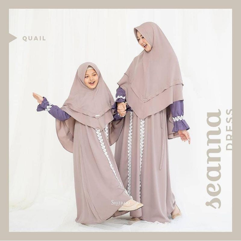 Seanna Dress dan Khimar Anak Quail Material Alferra Soft Touch Persembahan Shieraki Indonesia