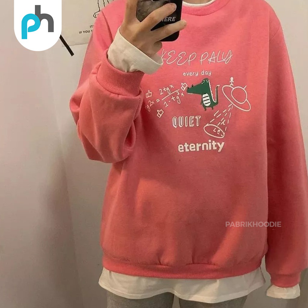 PABRIKHOODIE- BASIC SWEATER  ETERNITY DINO SIZE M-XXL (SABLON) {PRIA &amp; WANITA}