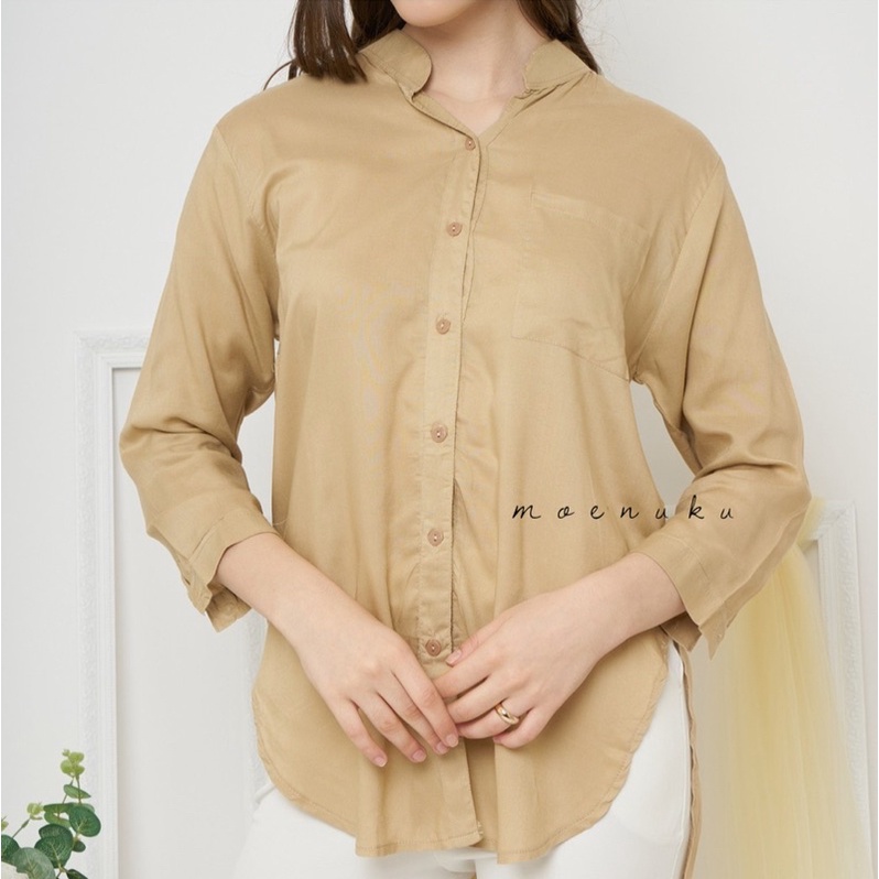Kemeja Basic Kemeja Polos Lengan Panjang Wanita  Kemeja Rayon